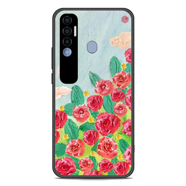 Floral Series Soft Phone Case - Premium Glass Case - Design 10 - Tecno Spark 7 Pro