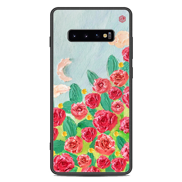 Floral Series Soft Phone Case - Premium Glass Case - Design 10 - Samsung Galaxy S10 Plus