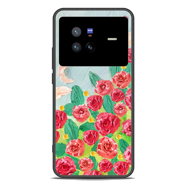 Floral Series Soft Phone Case - Premium Glass Case - Design 10 - Vivo X80