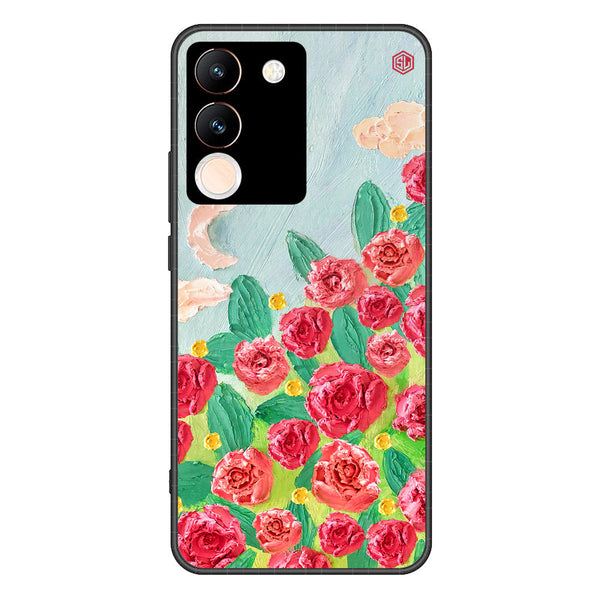 Floral Series Soft Phone Case - Premium Glass Case - Design 10 - Vivo V29e