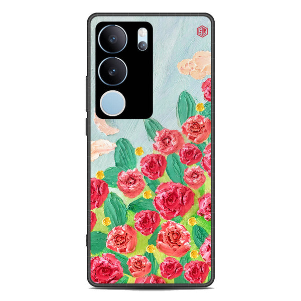 Floral Series Soft Phone Case - Premium Glass Case - Design 10 - Vivo V29