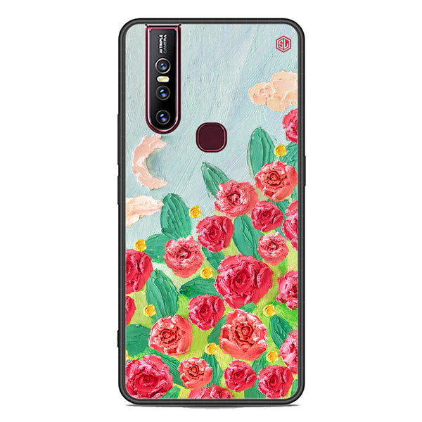 Floral Series Soft Phone Case - Premium Glass Case - Design 10 - Vivo V15