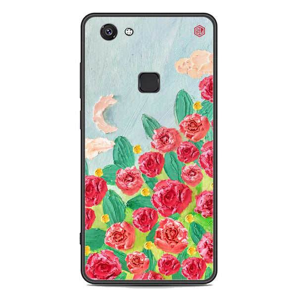 Floral Series Soft Phone Case - Premium Glass Case - Design 10 - Vivo V7