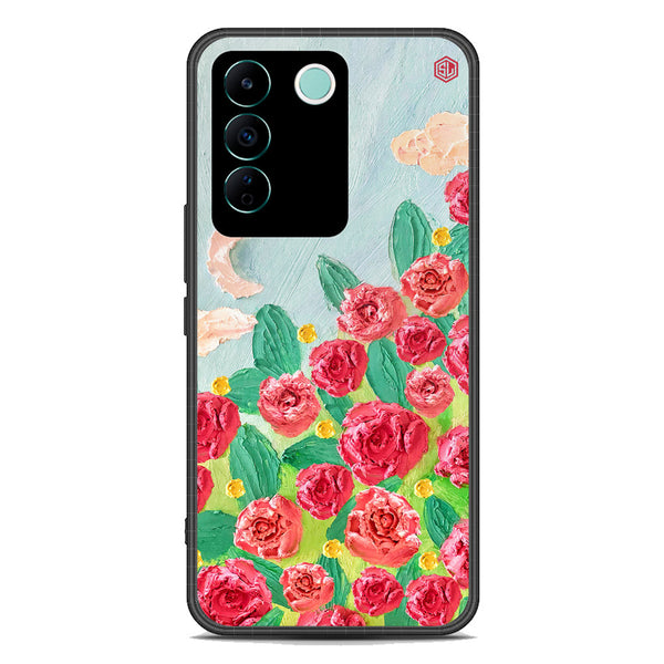 Floral Series Soft Phone Case - Premium Glass Case - Design 10 - Vivo S16e