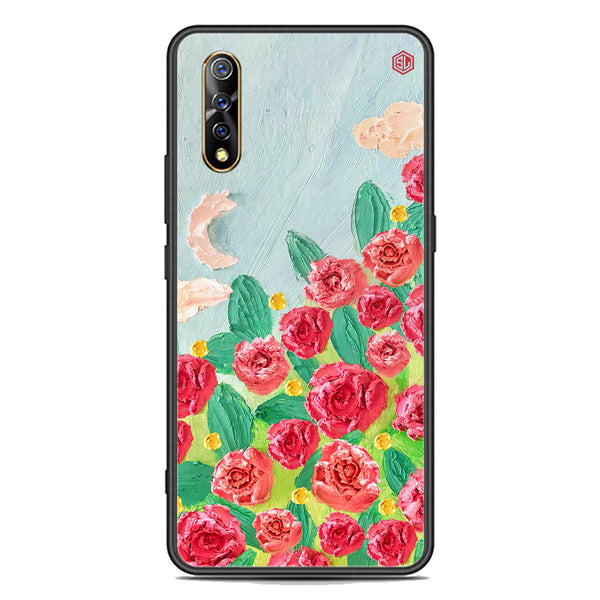 Floral Series Soft Phone Case - Premium Glass Case - Design 10 - Vivo S1