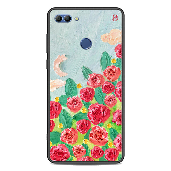 Floral Series Soft Phone Case - Premium Glass Case - Design 10 - Huawei Y9 2018