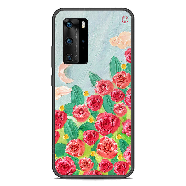 Floral Series Soft Phone Case - Premium Glass Case - Design 10 - Huawei P40 Pro