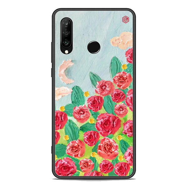 Floral Series Soft Phone Case - Premium Glass Case - Design 10 - Huawei P30 lite