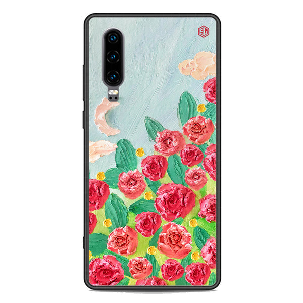 Floral Series Soft Phone Case - Premium Glass Case - Design 10 - Huawei P30