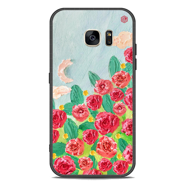 Floral Series Soft Phone Case - Premium Glass Case - Design 10 - Samsung Galaxy S7