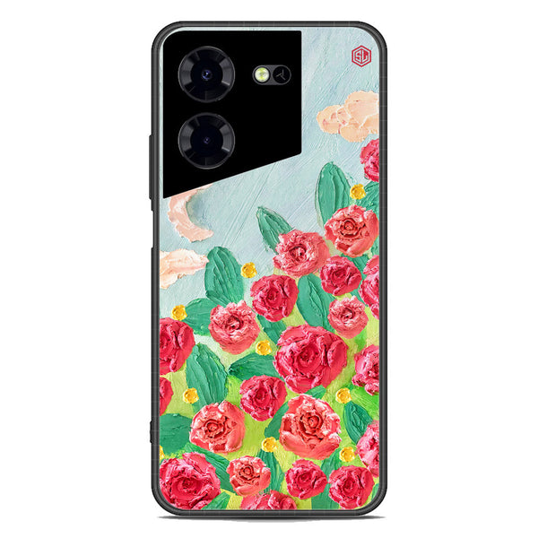Floral Series Soft Phone Case - Premium Glass Case - Design 10 - Tecno Pova 5 Pro