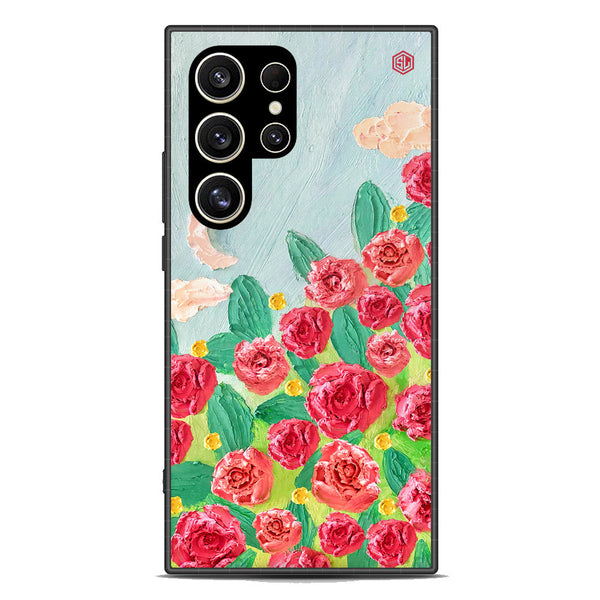 Floral Series Soft Phone Case - Premium Glass Case - Design 10 - Samsung Galaxy S24 Ultra