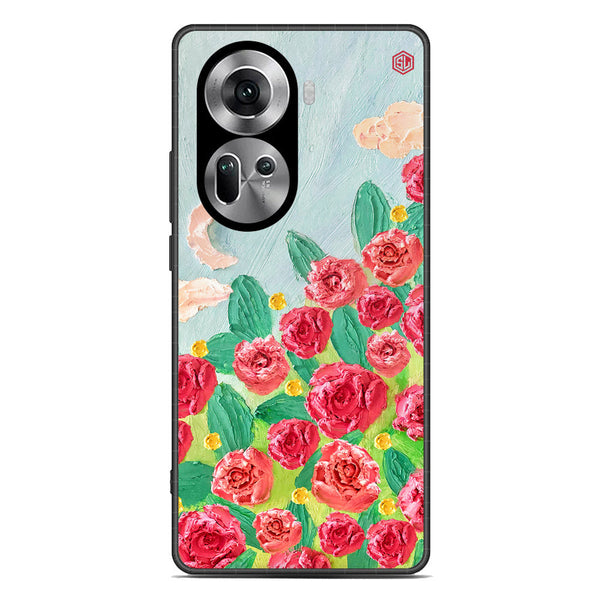 Floral Series Soft Phone Case - Premium Glass Case - Design 10 - Oppo Reno 11