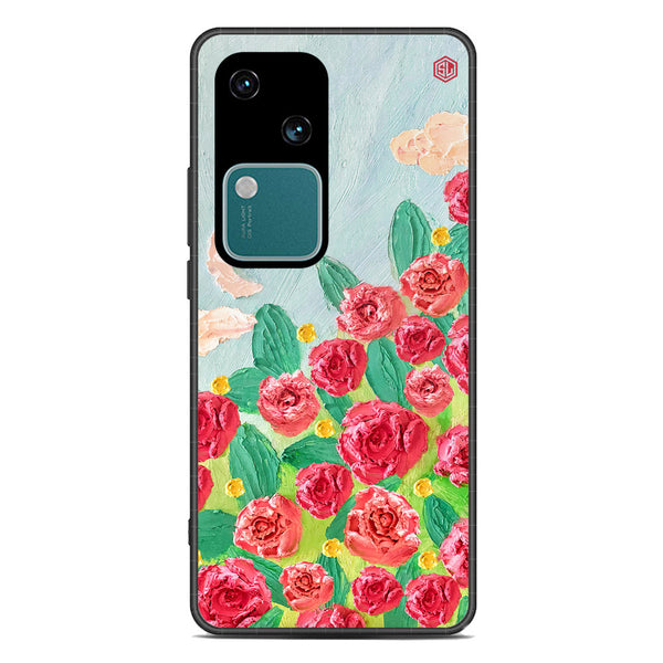 Floral Series Soft Phone Case - Premium Glass Case - Design 10 - Vivo S18