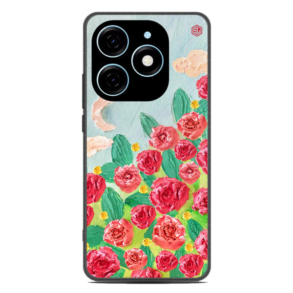 Floral Series Soft Phone Case - Premium Glass Case - Design 10 - Tecno Spark 20C