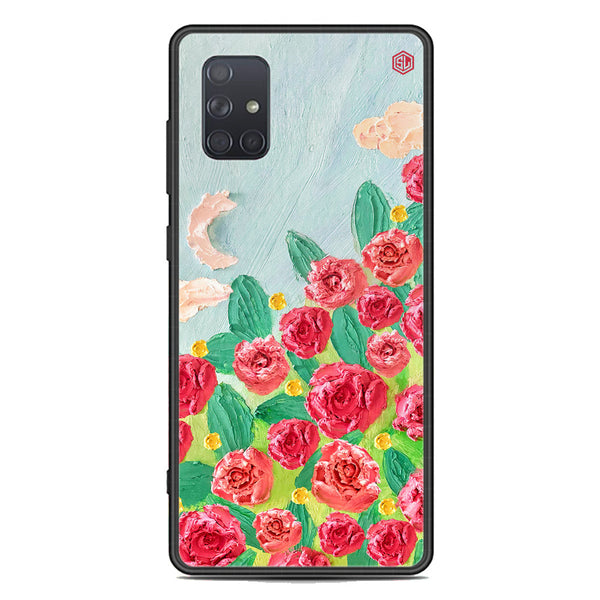 Floral Series Soft Phone Case - Premium Glass Case - Design 10 - Samsung Galaxy A71