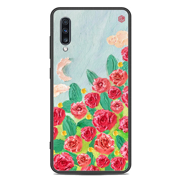 Floral Series Soft Phone Case - Premium Glass Case - Design 10 - Samsung Galaxy A70
