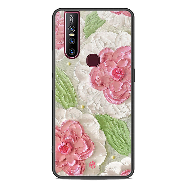 Floral Series Soft Phone Case - Premium Glass Case - Design 13 - Vivo V15