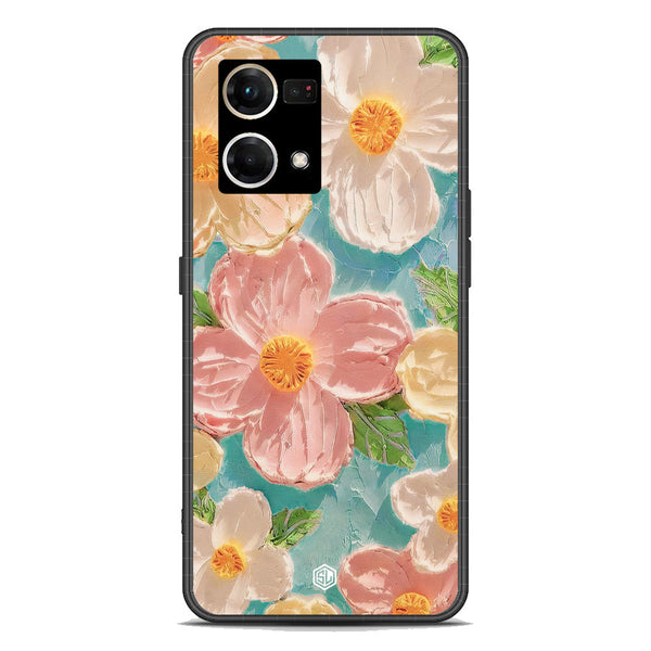 Floral Series Soft Phone Case - Premium Glass Case - Design 16 - Oppo Reno 8 4G
