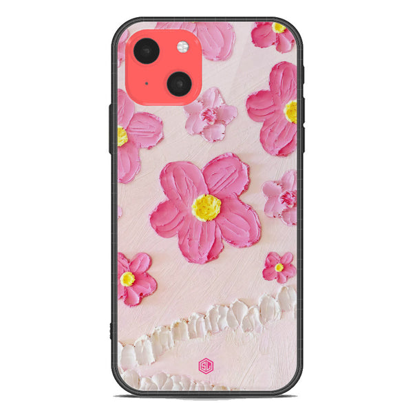 Floral Series Soft Phone Case - Premium Glass Case - Design 2 - iPhone 13 Mini