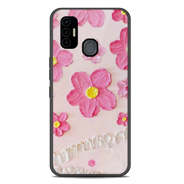 Floral Series Soft Phone Case - Premium Glass Case - Design 2 - Tecno Spark 7
