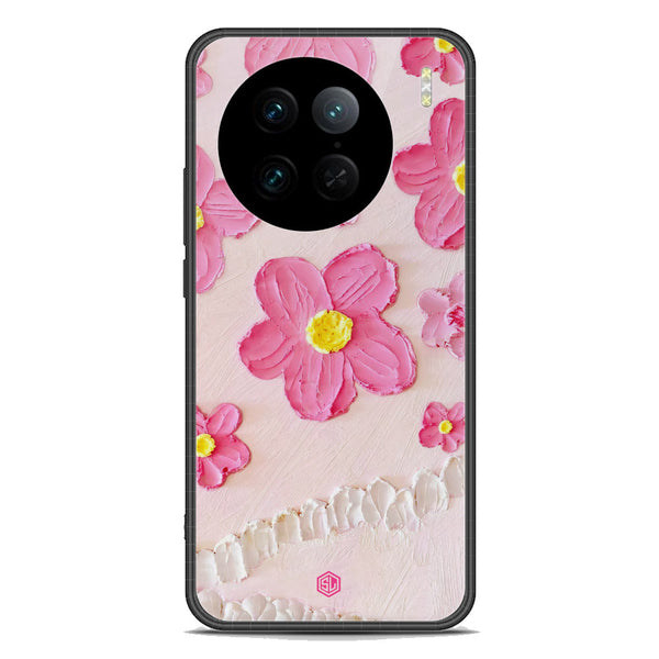 Floral Series Soft Phone Case - Premium Glass Case - Design 2 - Vivo X90 Pro