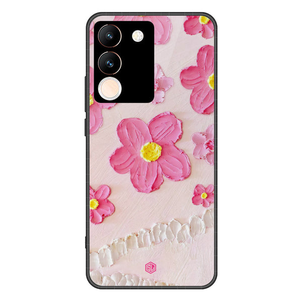 Floral Series Soft Phone Case - Premium Glass Case - Design 2 - Vivo V29e