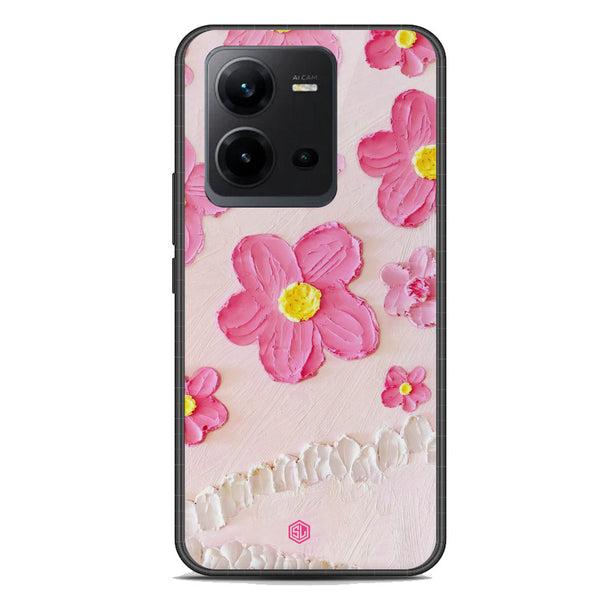 Floral Series Soft Phone Case - Premium Glass Case - Design 2 - Vivo V25e