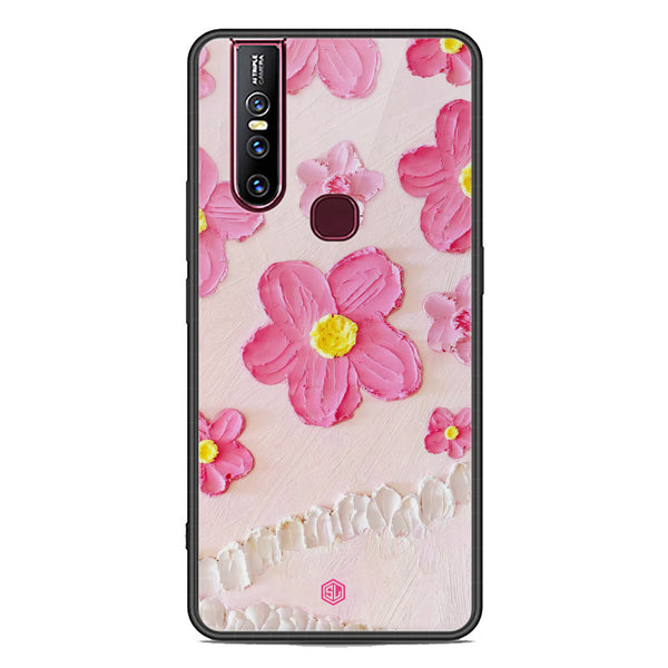 Floral Series Soft Phone Case - Premium Glass Case - Design 2 - Vivo V15