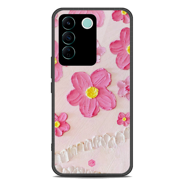 Floral Series Soft Phone Case - Premium Glass Case - Design 2 - Vivo S16e