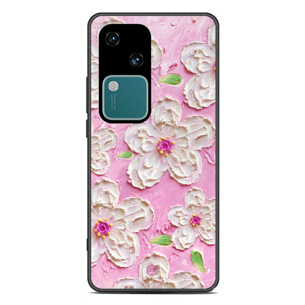 Floral Series Soft Phone Case - Premium Glass Case - Design 5 - Vivo V30