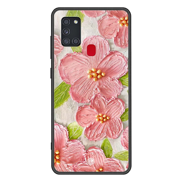 Floral Series Soft Phone Case - Premium Glass Case - Design 9 - Samsung Galaxy A21s
