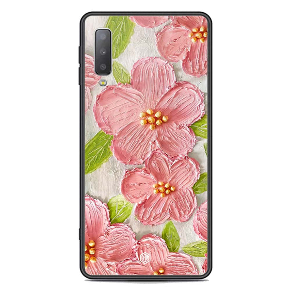 Floral Series Soft Phone Case - Premium Glass Case - Design 9 - Samsung Galaxy A7 2018