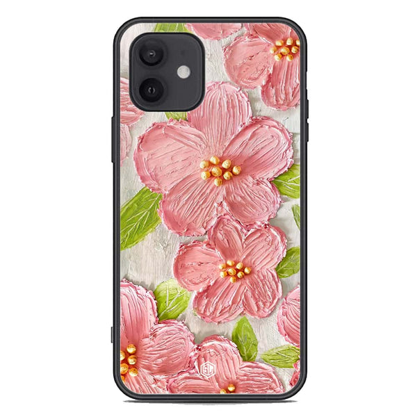 Floral Series Soft Phone Case - Premium Glass Case - Design 9 - iPhone 12 Mini