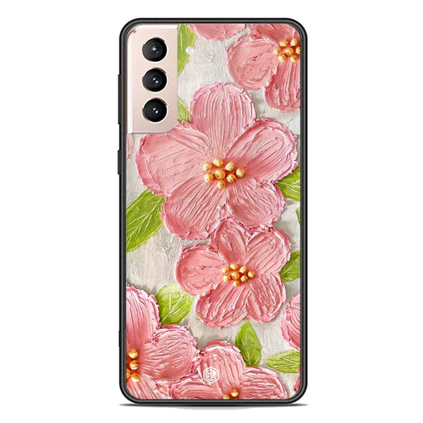 Floral Series Soft Phone Case - Premium Glass Case - Design 9 - Samsung Galaxy S21 5G