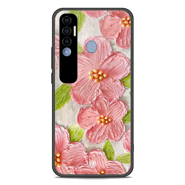 Floral Series Soft Phone Case - Premium Glass Case - Design 9 - Tecno Spark 7 Pro