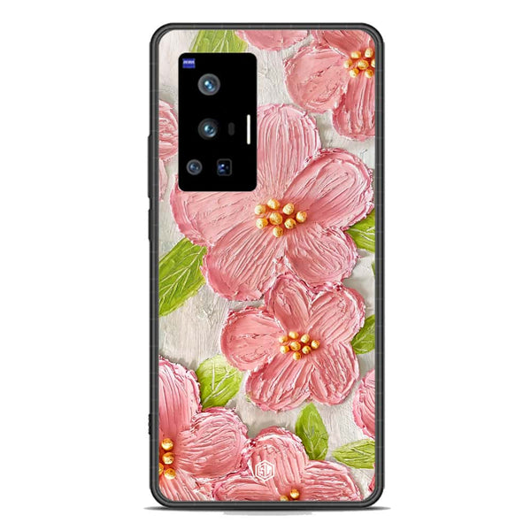 Floral Series Soft Phone Case - Premium Glass Case - Design 9 - Vivo X70 Pro