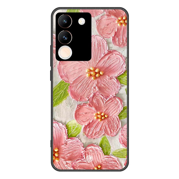 Floral Series Soft Phone Case - Premium Glass Case - Design 9 - Vivo V29e