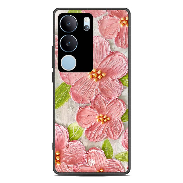 Floral Series Soft Phone Case - Premium Glass Case - Design 9 - Vivo V29