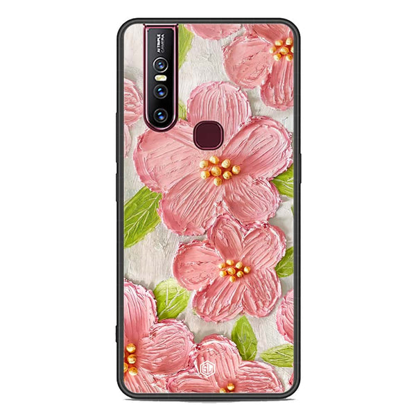 Floral Series Soft Phone Case - Premium Glass Case - Design 9 - Vivo V15
