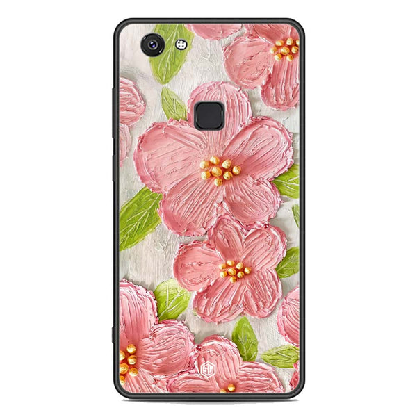 Floral Series Soft Phone Case - Premium Glass Case - Design 9 - Vivo V7