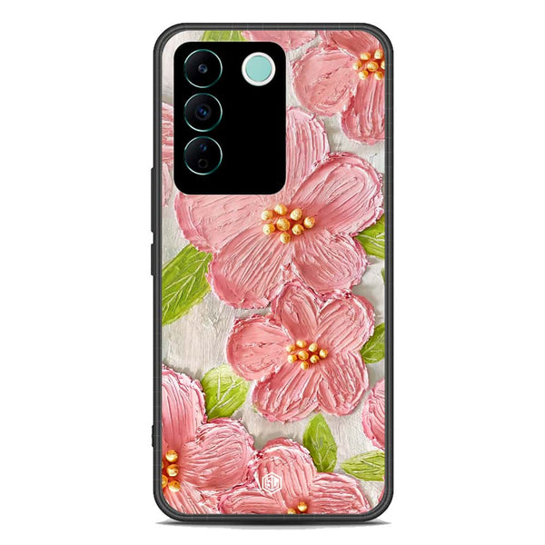 Floral Series Soft Phone Case - Premium Glass Case - Design 9 - Vivo S16e