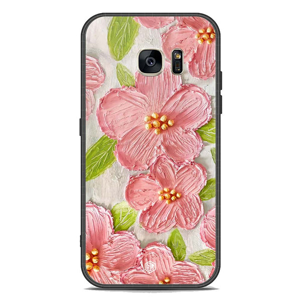 Floral Series Soft Phone Case - Premium Glass Case - Design 9 - Samsung Galaxy S7
