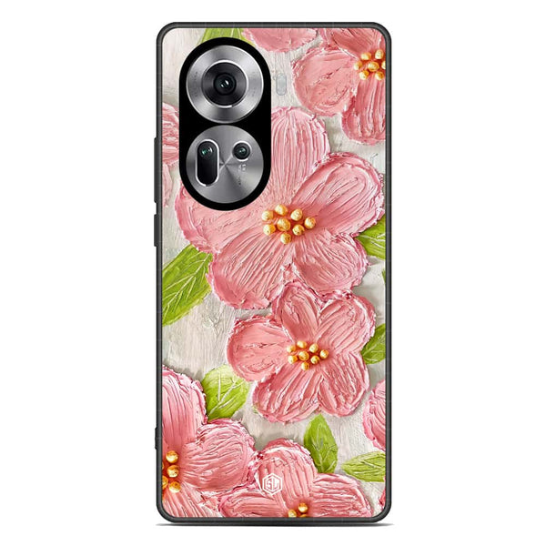 Floral Series Soft Phone Case - Premium Glass Case - Design 9 - Oppo Reno 11