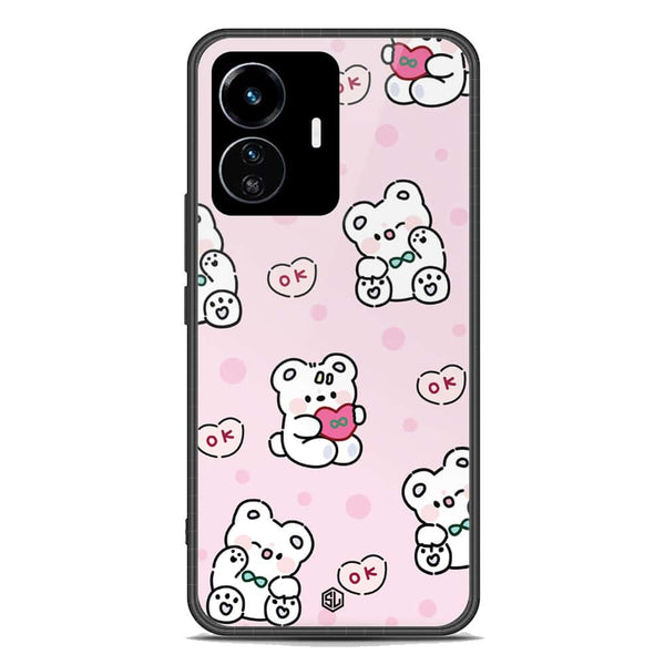 Cute Chic Series Soft Phone Case - Premium Glass Case - Design 1 - Vivo Y77 5G