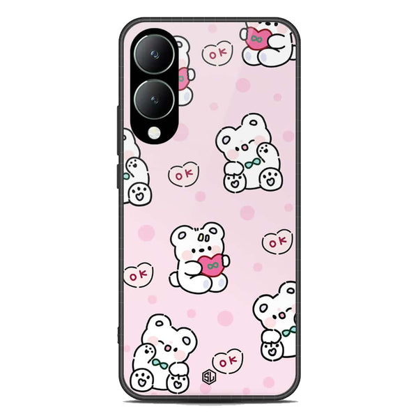 Cute Chic Series Soft Phone Case - Premium Glass Case - Design 1 - Vivo Y17s