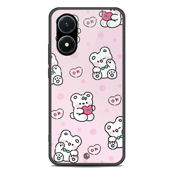 Cute Chic Series Soft Phone Case - Premium Glass Case - Design 1 - Vivo Y02s