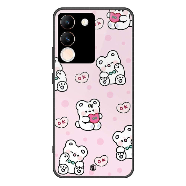 Cute Chic Series Soft Phone Case - Premium Glass Case - Design 1 - Vivo V29e