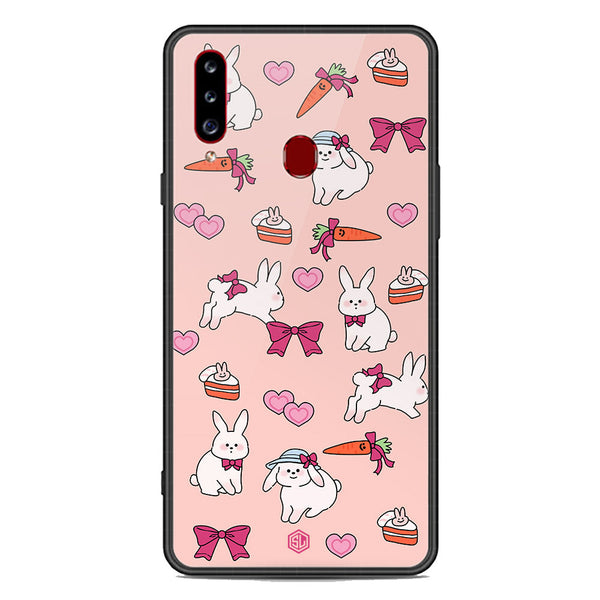 Cute Korean Design Series Soft Phone Case - Premium Glass Case - Design 1 - Samsung Galaxy A20s