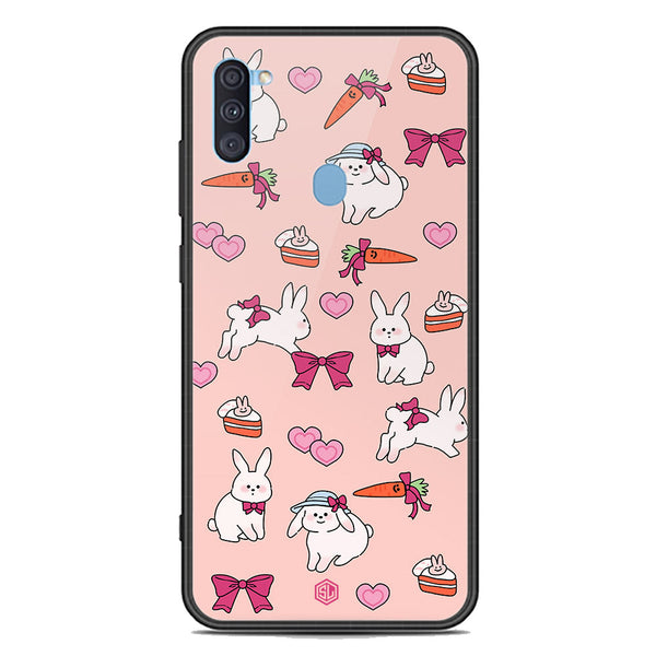 Cute Korean Design Series Soft Phone Case - Premium Glass Case - Design 1 - Samsung Galaxy A11